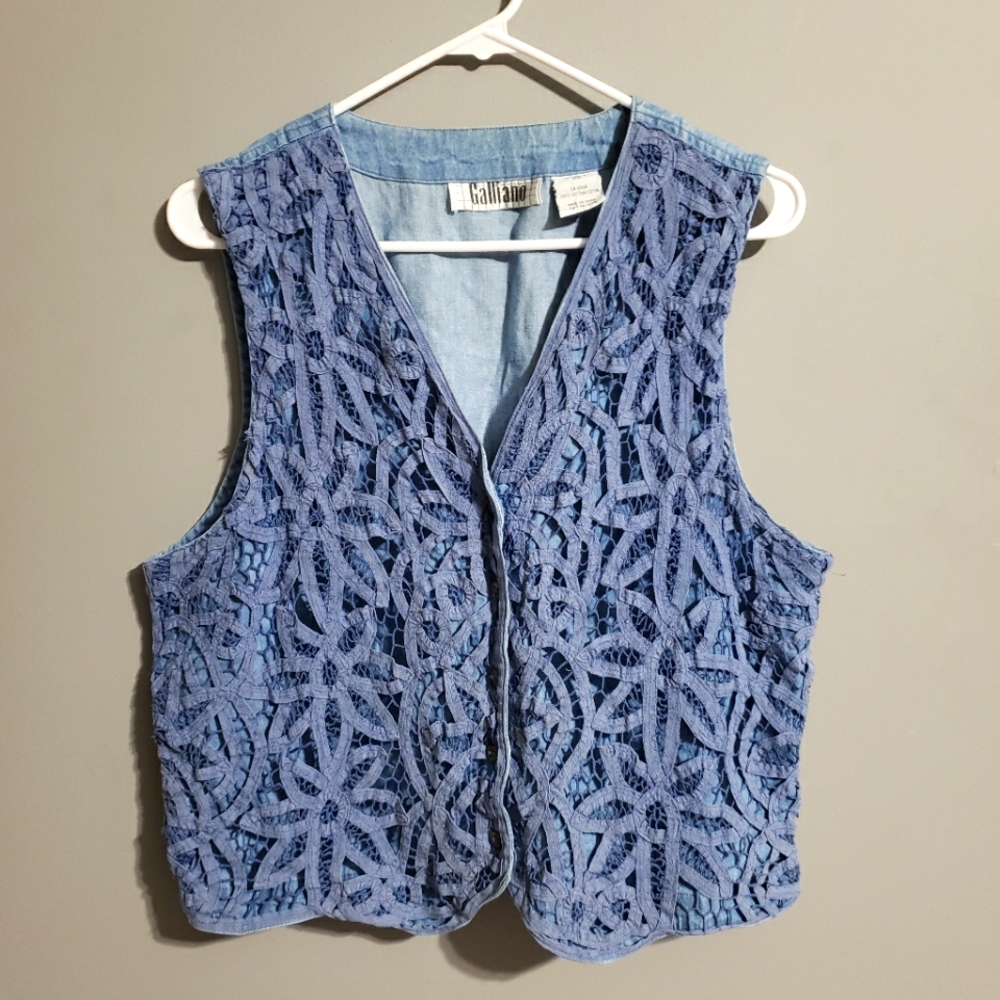 Galliano retro jean and lace vest size M